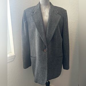 Requirements Wool Blend Blazer – Size 16 – Gray Tailored Jacket